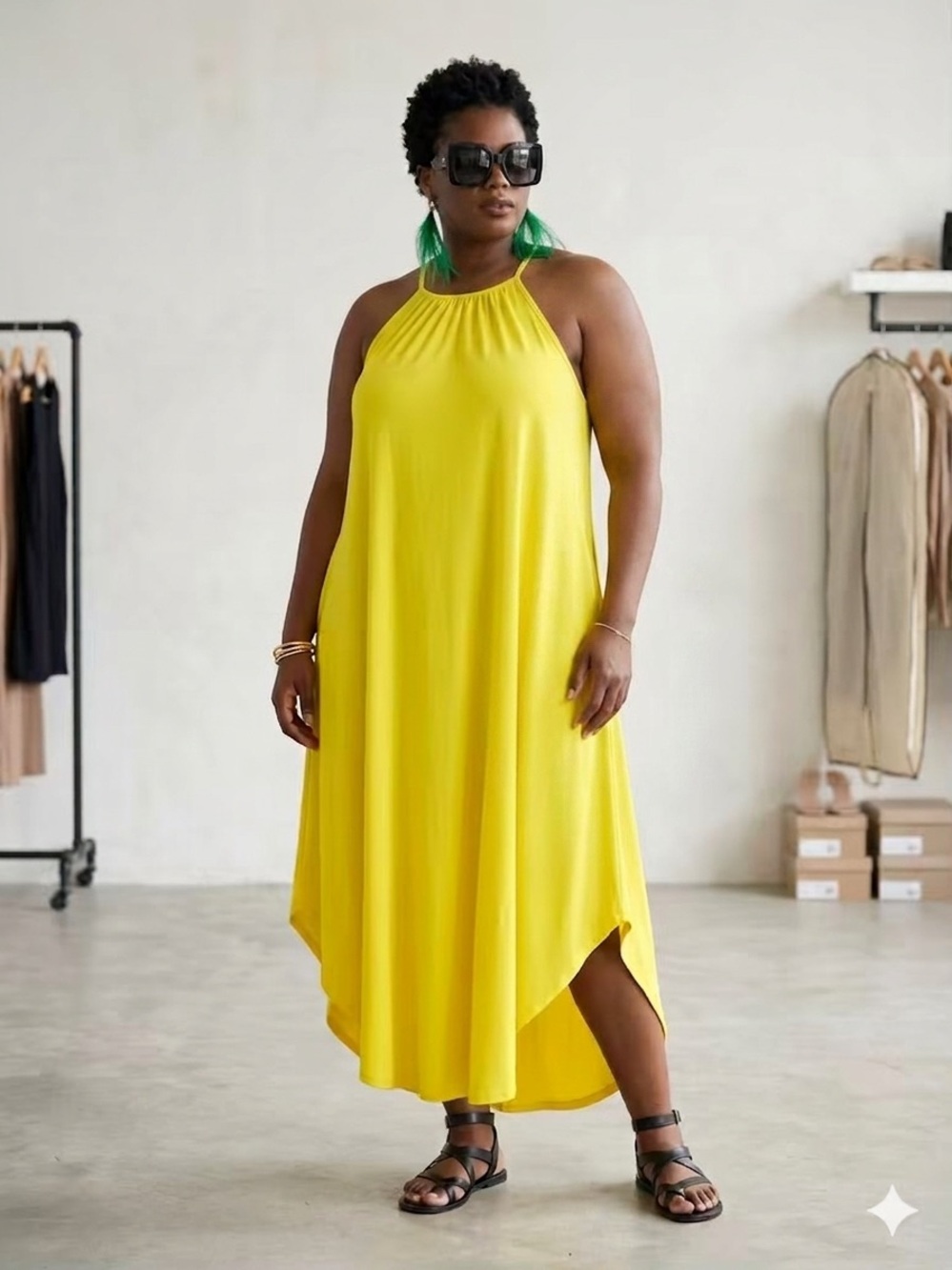 New Look Bright Yellow Halter Maxi Dress